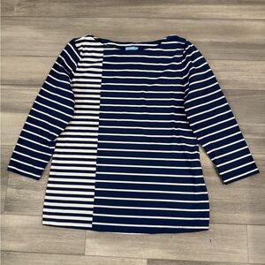 J. McLaughlin Navy and White Striped Top